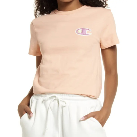 NWT Champion Women's 100% Cotton Heritage Tee in Certain Peach • Size M 🗣 - Picture 1 of 3